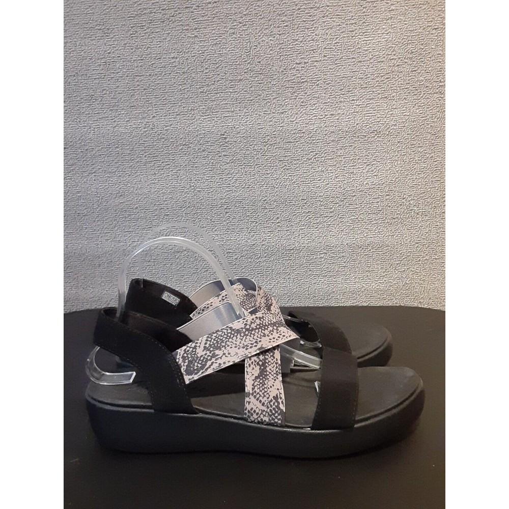 Skechers Sandals Women 10 Black Yoga Foam Snake Print 1471